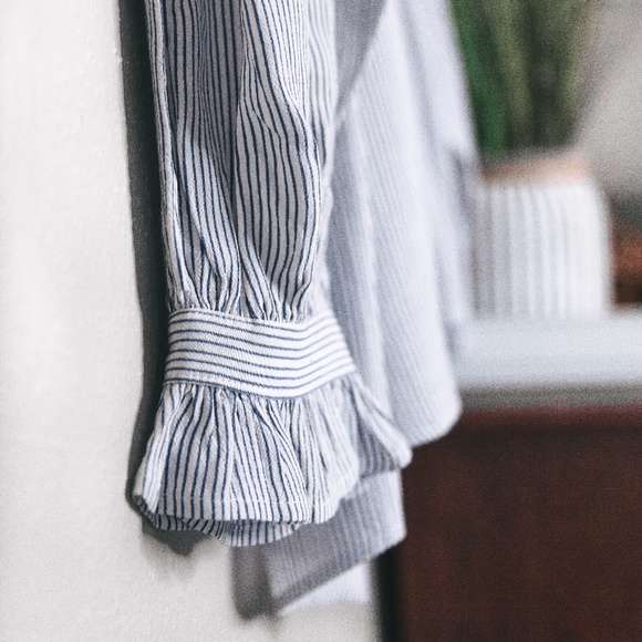 Sundance Blue and White Striped Blouse - Picture 8 of 9